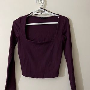 Zara long sleeves semi cropped shirt